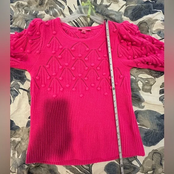 *EUC* Lilly Pulitzer Vibrant Pink Pom Pom Sweater - Picture 6 of 7